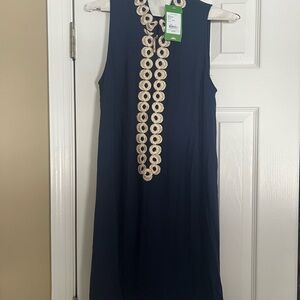 Lilly Pulitzer Navy Mini Dress with Gold Embellishments